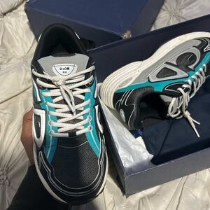 Dior Men's Black and Teal Sneakers